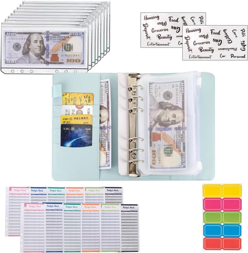 NICOOTHBudget Binder Cash Envelopes A6 Money Saving Binder with Zipper envelopes (Navy Blue) - Image 4
